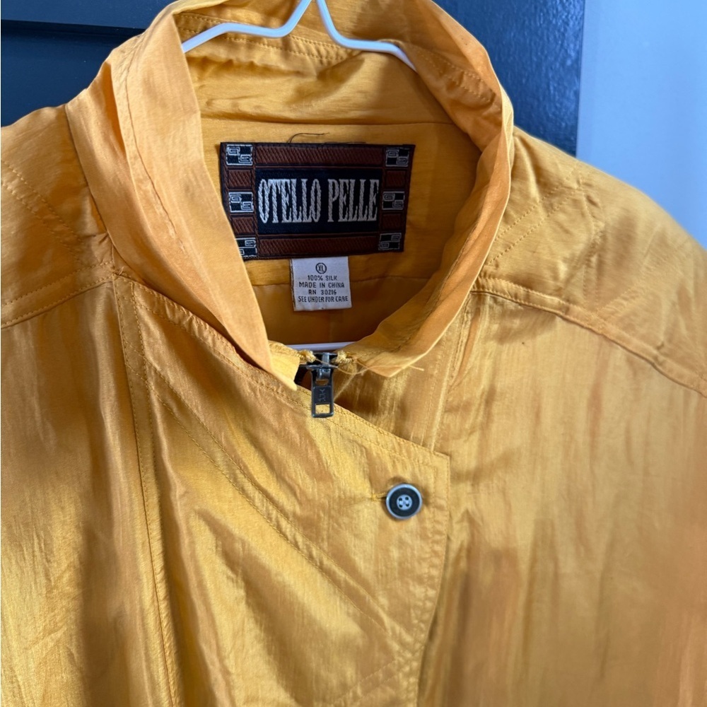 Vintage 80s 90s Otello Pelle Women's Windbreaker Size XL Gold 100% Silk - Picture 2 of 11